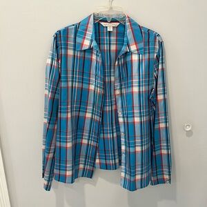 Casual Corner Vibrant Plaid Dupioni Silk Blouse